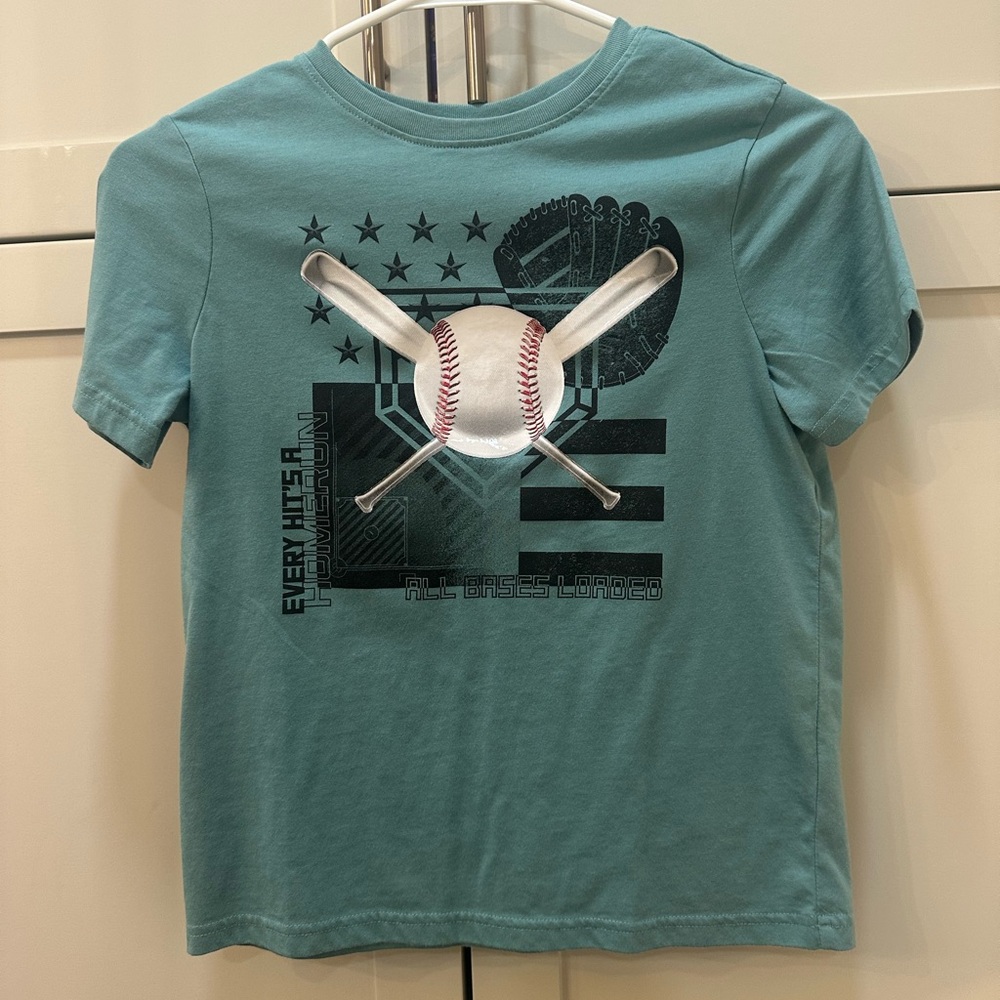 Baseball Graphic Boys T-Shirt - Teal- M 10/12
